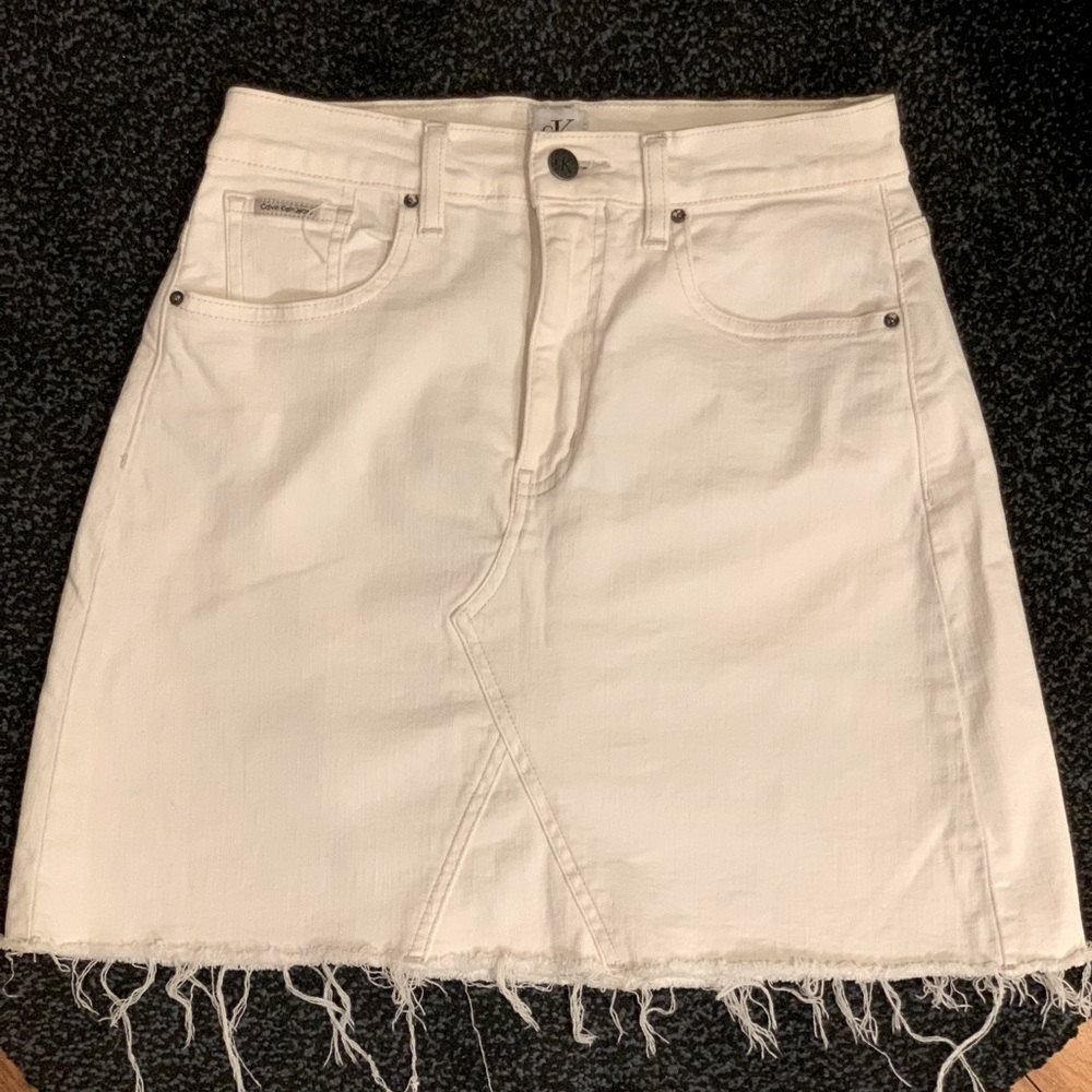 Calvin Klein White High Wasted Denim Skirt